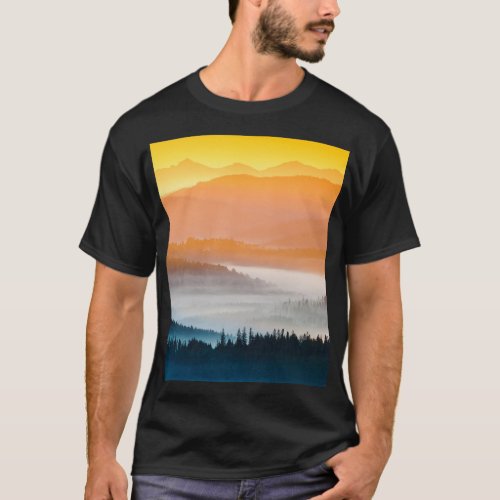 Mountain Sunrise Breathtaking Landscape T_Shirt