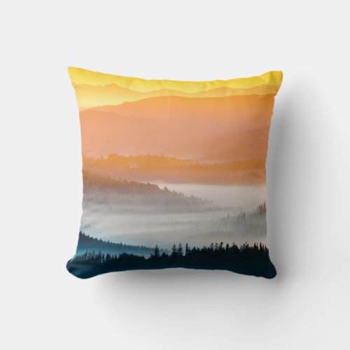 Mountain Sunrise Breathtaking Landscape Throw Pillow
