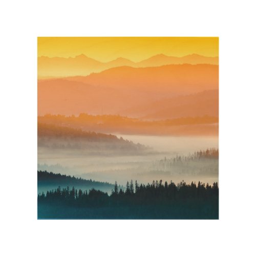 Mountain Sunrise Breathtaking Landscape Wood Wall Art