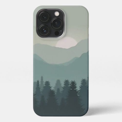 Mountain Sunrise Forest Fog Art iPhone  iPhone 13 Pro Case