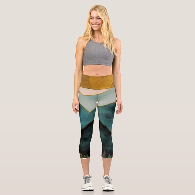 Mountain Sunrise High Waisted Capris (Front)