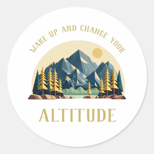 Mountain Sunrise Hiker  Classic Round Sticker (Front)