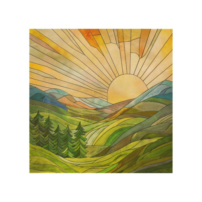 Mountain Sunrise Mosaic Digital Art (Front)