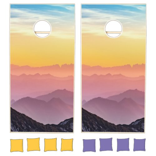 Mountain Sunrise Peaceful Colorful Inspirational Cornhole Set
