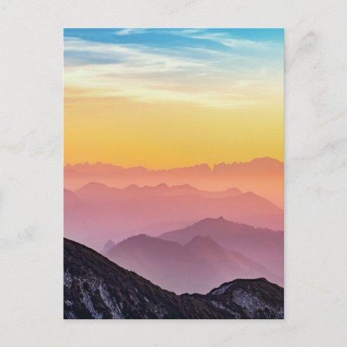Mountain Sunrise Peaceful Colorful Inspirational Postcard