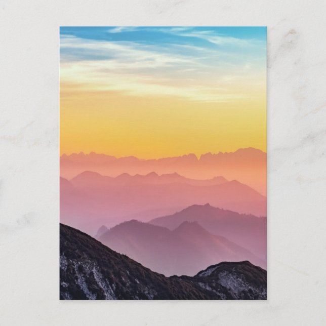 Mountain Sunrise Peaceful Colorful Inspirational Postcard (Front)