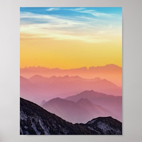 Mountain Sunrise Peaceful Colorful Inspirational Poster