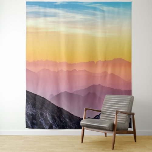 Mountain Sunrise Peaceful Colorful Inspirational Tapestry