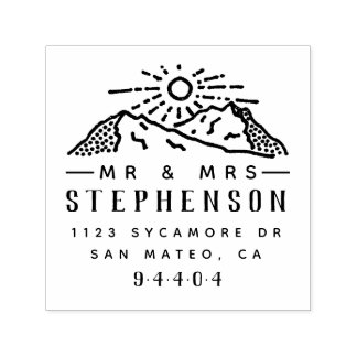 Mountain Sunrise Rustic Couple Return Address Self-inking Stamp