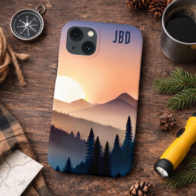 Mountain Sunrise with Monogram  Iphone Case (Creator Uploaded)