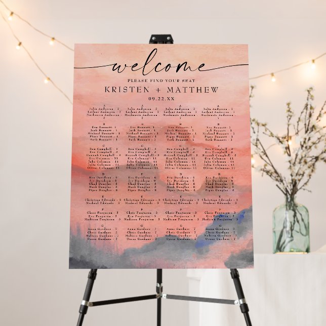 Mountain Sunset Alphabetical Seating Chart Foam Board (In Situ (Stand))