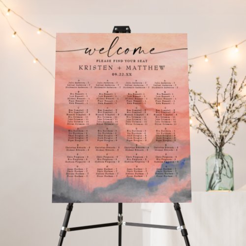 Mountain Sunset Alphabetical Seating Chart Foam Board