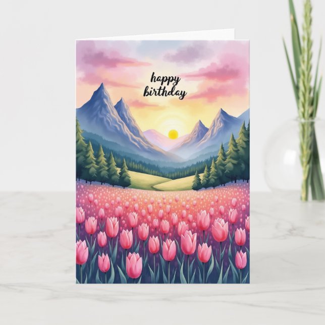 Mountain Sunset Birthday Card (Front)