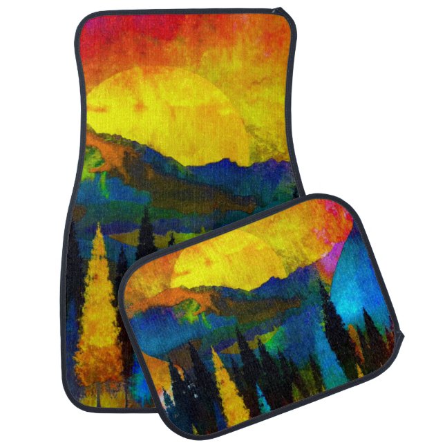 Mountain sunset  car floor mat (Set)