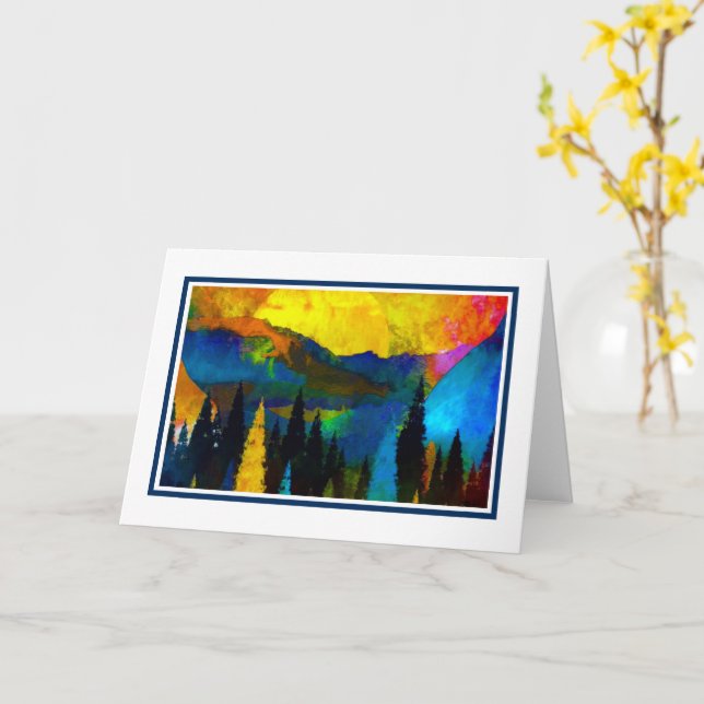Mountain sunset  card (Yellow Flower)