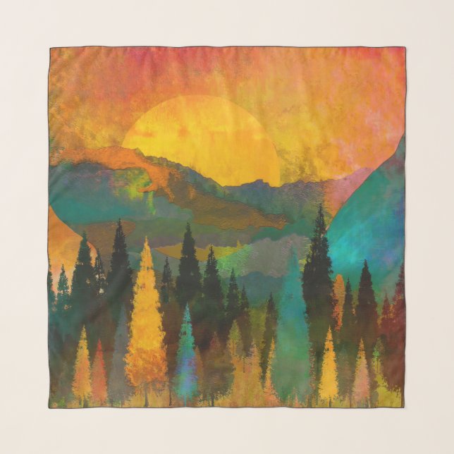 Mountain Sunset Chiffon Scarf (Front)