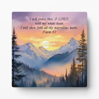 Mountain Sunset Christian Plaque