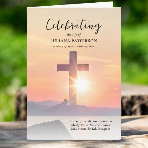 Mountain Sunset Cross Celebration of Life Funeral Program
