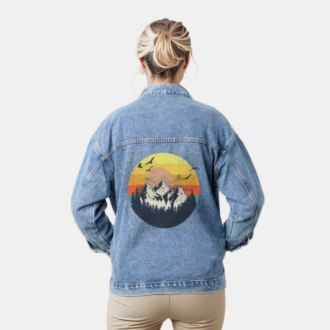Mountain sunset  denim jacket (Model)