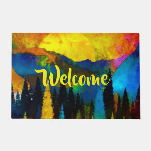 Mountain sunset doormat