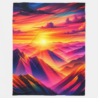 Mountain Sunset Fleece Blanket