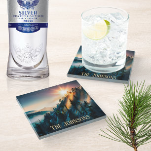 Mountain Sunset Glass Coaster