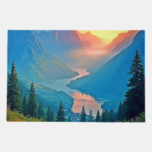 Mountain Sunset: Golden Valley Peace Art Doormat
