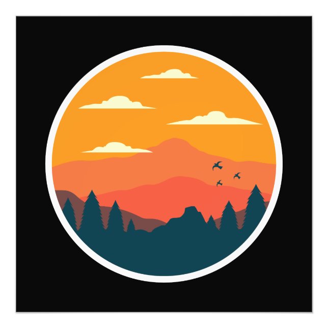 Mountain sunset illustration  photo print (Front)