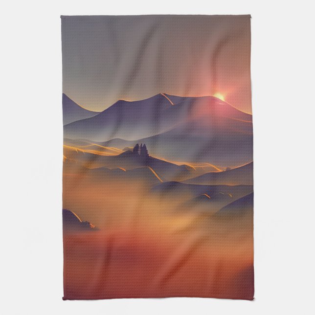 Mountain Sunset  Kitchen Towel (Vertical)