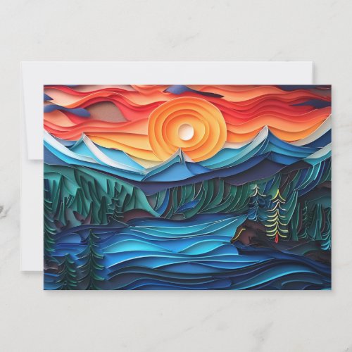 Mountain Sunset Lake Landscape Print or Digital Invitation