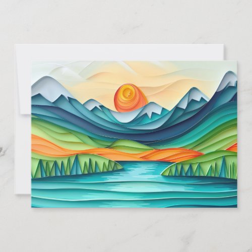 Mountain Sunset Lake Landscape Print or Digital Invitation