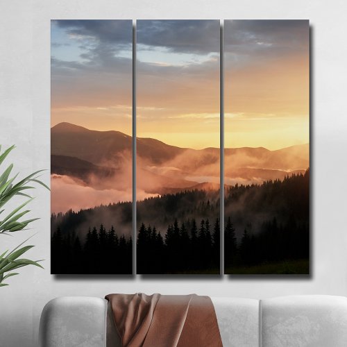 Mountain Sunset Landscape Triptych