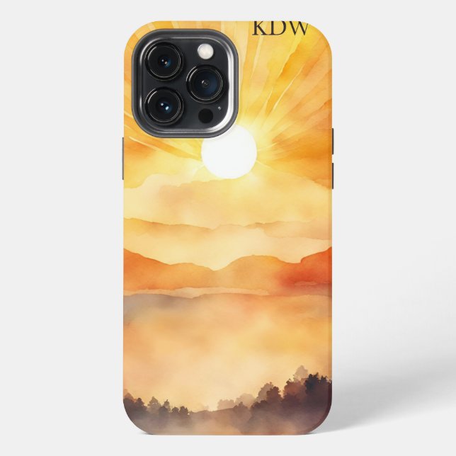 Mountain Sunset Monogram Iphone Case (Back)