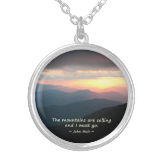 Mountain Sunset: Mtns calling Muir Template Silver Plated Necklace