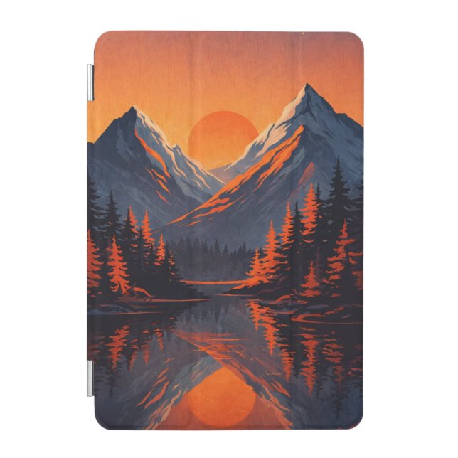 Mountain Sunset Reflection Fiery Orange Sky  iPad Mini Cover (Front)