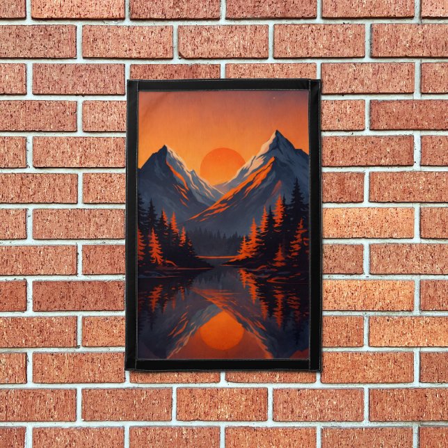 Mountain Sunset Reflection Fiery Orange Sky  Pennant (Insitu 1)