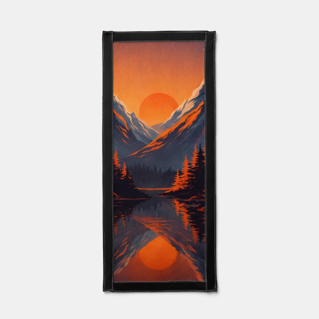 Mountain Sunset Reflection Fiery Orange Sky  Pennant (Front)