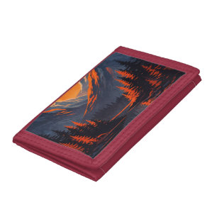 Mountain Sunset Reflection Fiery Orange Sky Tri-fold Wallet