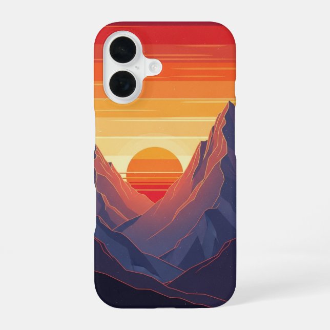 Mountain Sunset Retro Vintage Art iPhone Case (Back)