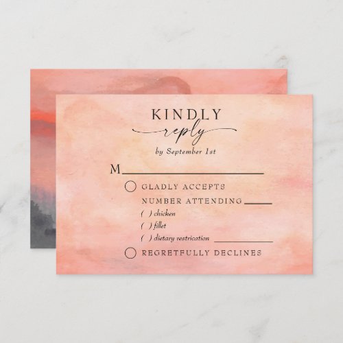 Mountain Sunset Rustic Watercolor Meal Choice RSVP Card