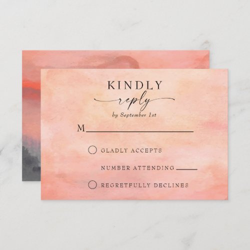 Mountain Sunset Rustic Watercolor RSVP Card