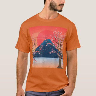 Mountain Sunset Sakura Pink Flower Tree Cherry Blo T-Shirt