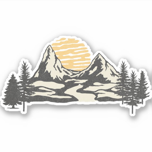 Mountain sunset sticker (Front)