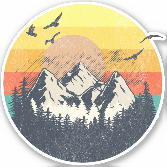 Mountain sunset sticker (Front)
