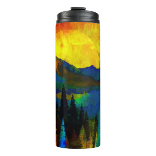 Mountain sunset  thermal tumbler