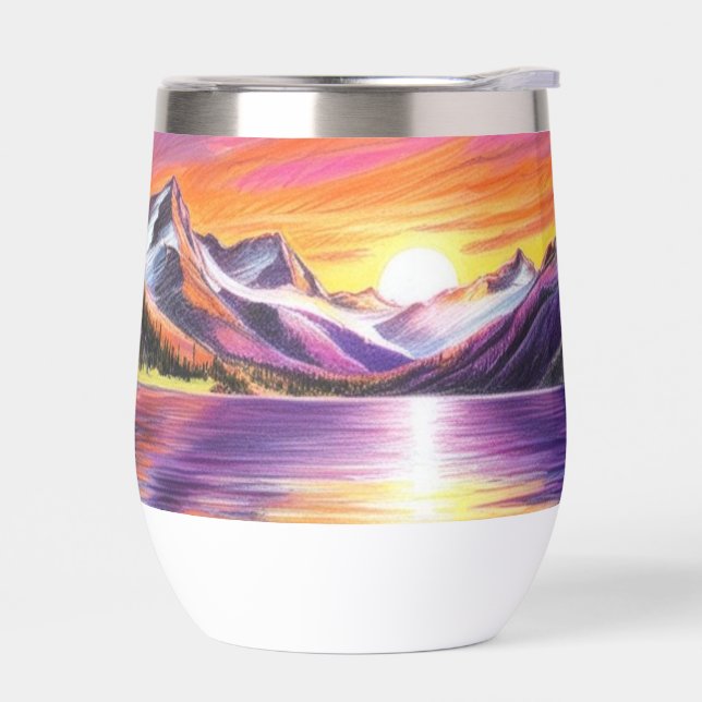 Mountain Sunset Thermal Wine Tumbler (Left)
