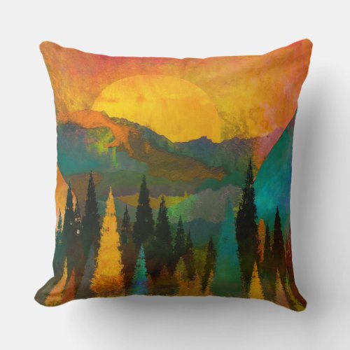 Mountain Sunset Throw Pillow