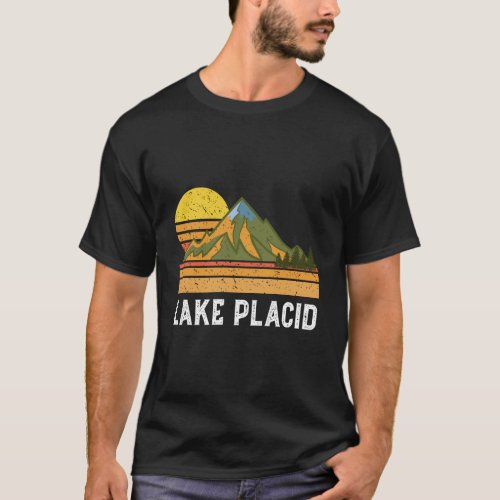 Mountain Sunset Vacation Gift_ Lake Placid New Yor T_Shirt