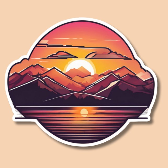 Mountain Sunset Waterproof  Sticker (Creator Uploaded)
