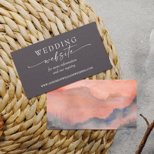 Mountain Sunset Wedding Website Rustic Grey Enclosure Card
